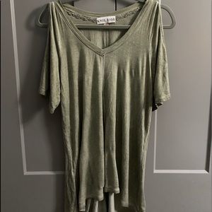 Hunter green cold shoulder blouse